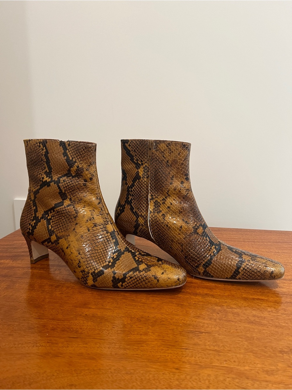 Staud Wally Snake-Print Ankle Boots
